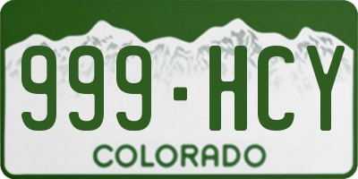 CO license plate 999HCY