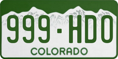 CO license plate 999HDO