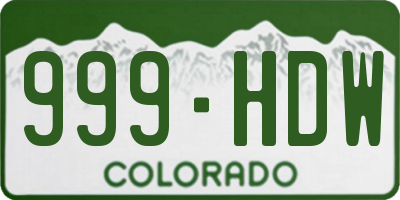 CO license plate 999HDW