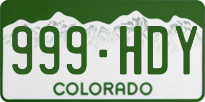 CO license plate 999HDY
