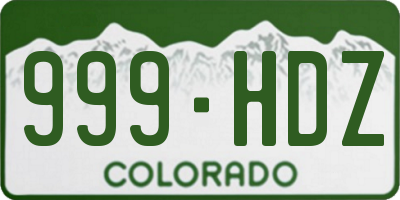 CO license plate 999HDZ