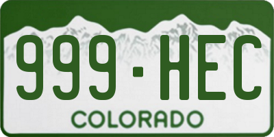 CO license plate 999HEC