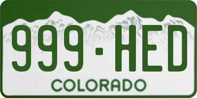 CO license plate 999HED