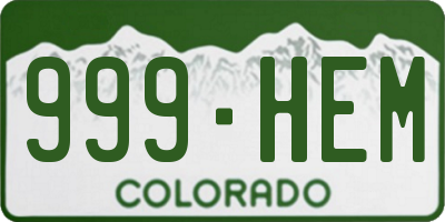 CO license plate 999HEM