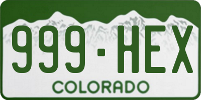 CO license plate 999HEX
