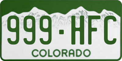 CO license plate 999HFC