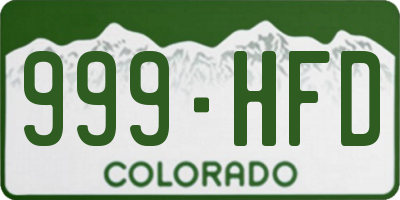 CO license plate 999HFD