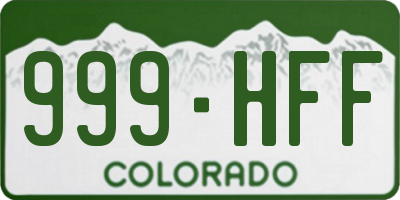 CO license plate 999HFF