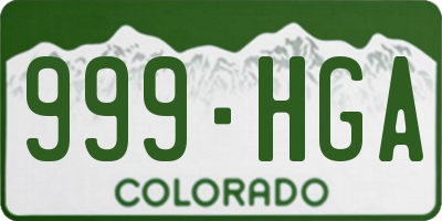 CO license plate 999HGA