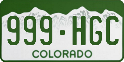 CO license plate 999HGC