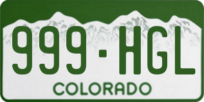CO license plate 999HGL