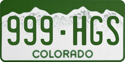 CO license plate 999HGS
