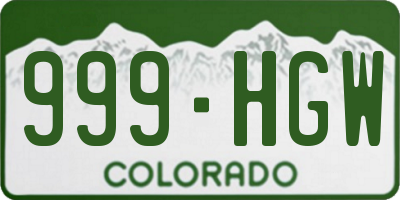 CO license plate 999HGW