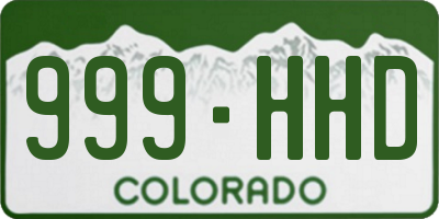 CO license plate 999HHD