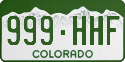 CO license plate 999HHF