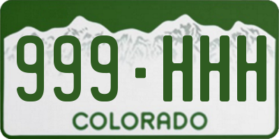 CO license plate 999HHH