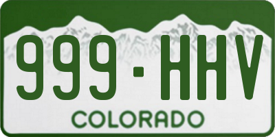 CO license plate 999HHV
