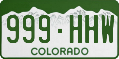 CO license plate 999HHW