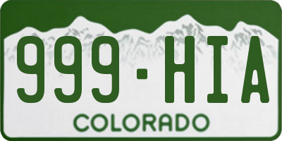 CO license plate 999HIA