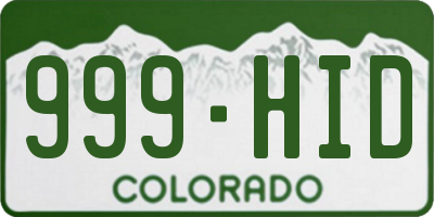 CO license plate 999HID