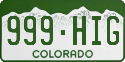 CO license plate 999HIG