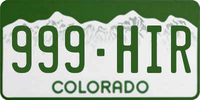 CO license plate 999HIR