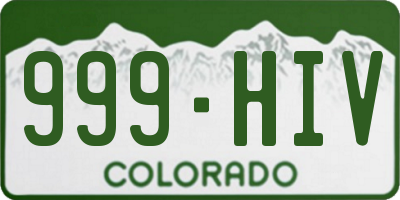 CO license plate 999HIV