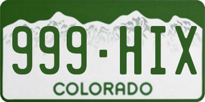 CO license plate 999HIX