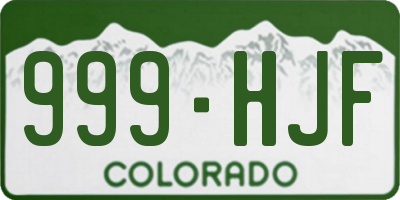 CO license plate 999HJF