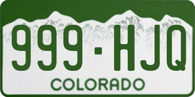 CO license plate 999HJQ