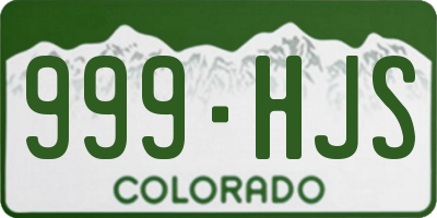 CO license plate 999HJS