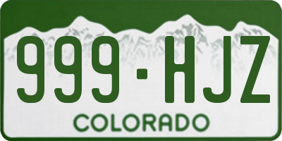 CO license plate 999HJZ