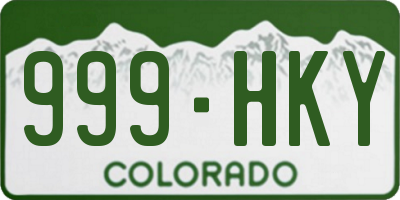 CO license plate 999HKY
