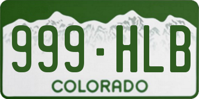 CO license plate 999HLB