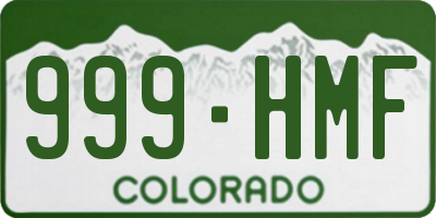 CO license plate 999HMF