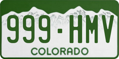 CO license plate 999HMV