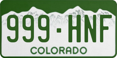 CO license plate 999HNF