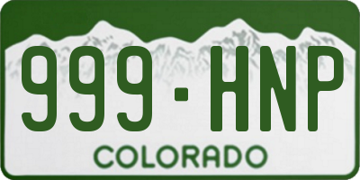 CO license plate 999HNP