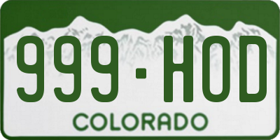 CO license plate 999HOD