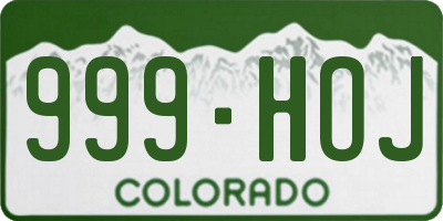 CO license plate 999HOJ