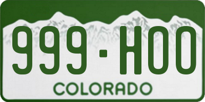 CO license plate 999HOO