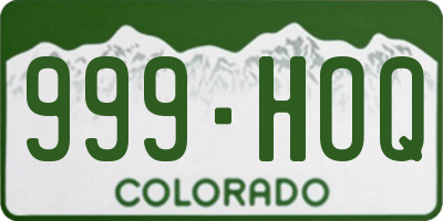 CO license plate 999HOQ