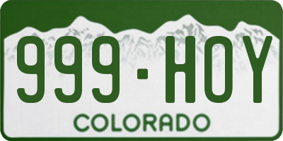 CO license plate 999HOY