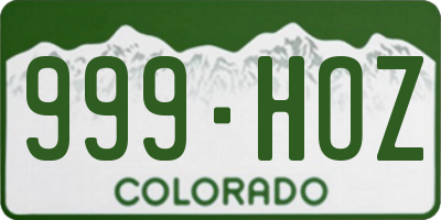 CO license plate 999HOZ