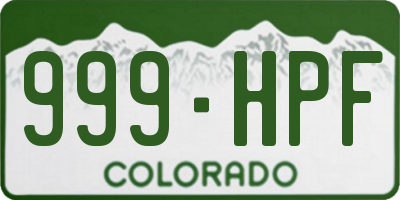 CO license plate 999HPF
