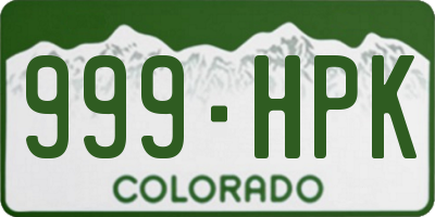 CO license plate 999HPK