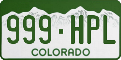 CO license plate 999HPL
