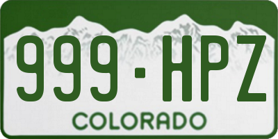CO license plate 999HPZ