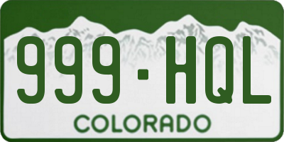 CO license plate 999HQL