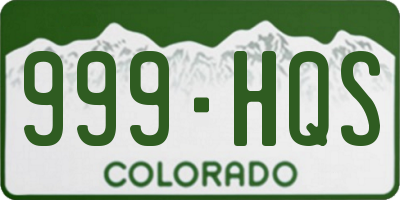 CO license plate 999HQS